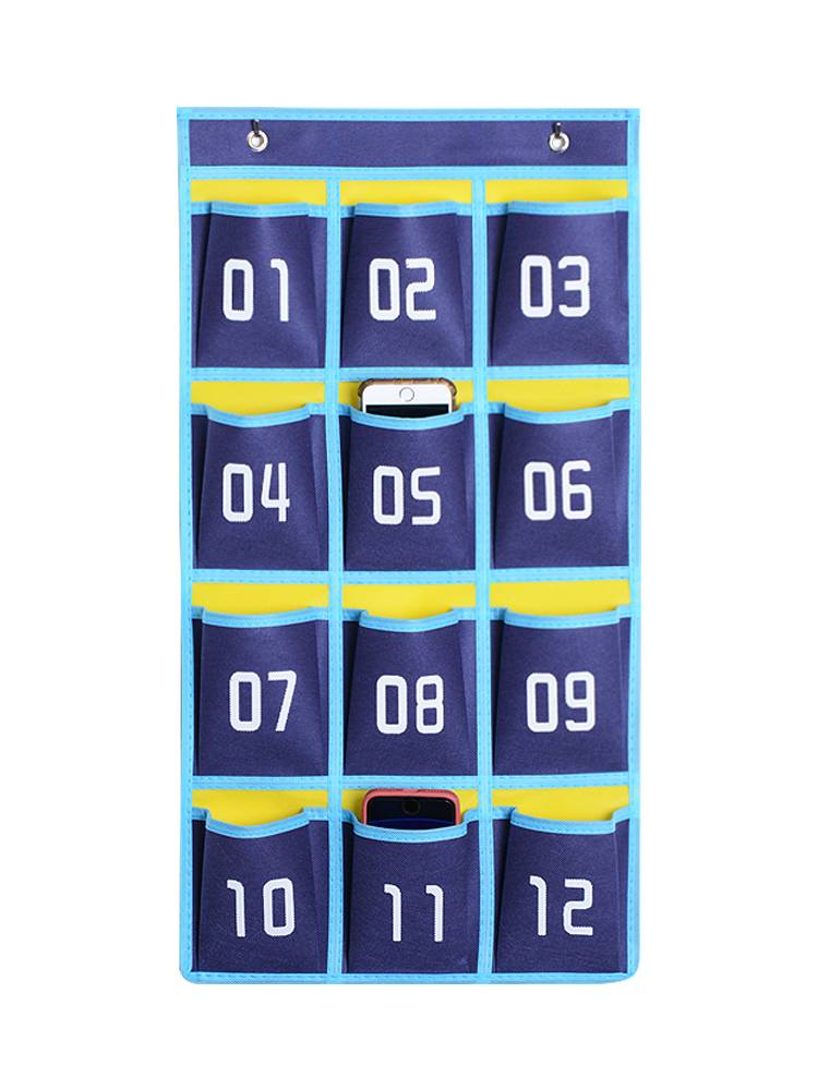 Blue Pass mobile phone bag hanging wall -style class classroom mobile phone receiving bag hanging bag Student mobile phone skipping mask store bag