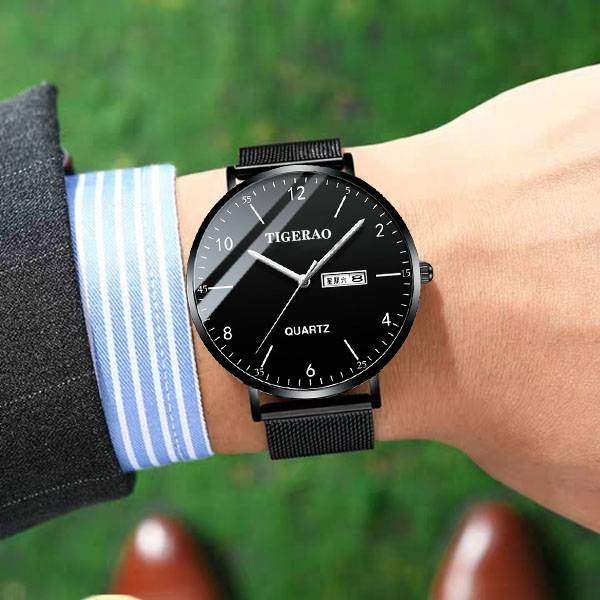 Genuine Swiss fully automatic mechanical watch watch men's student Korean version of fashion tide dual calendar waterproof night light ultra -thin
