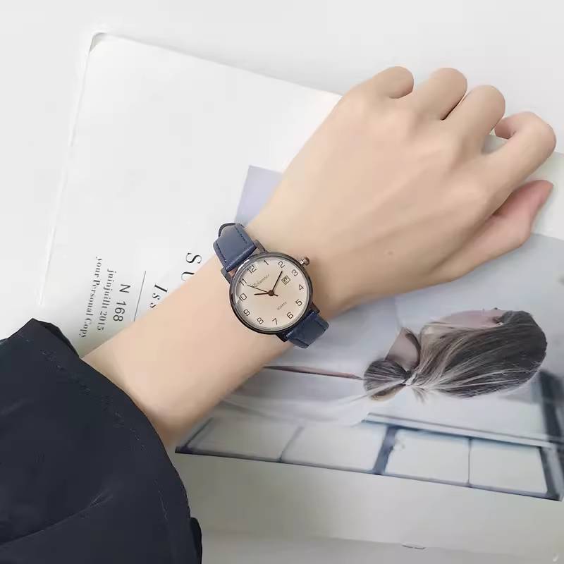Silent pointer test watch Watch female elementary school children, girls girls, small dial girls junior high school students calendar quartz watches