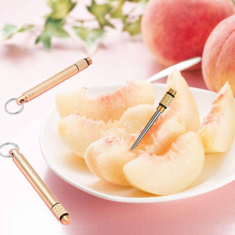 Titanium alloy integrated double -headed toothpick ear spoons home portable toothpication supplies dig out ear artifact brass dental visa tube