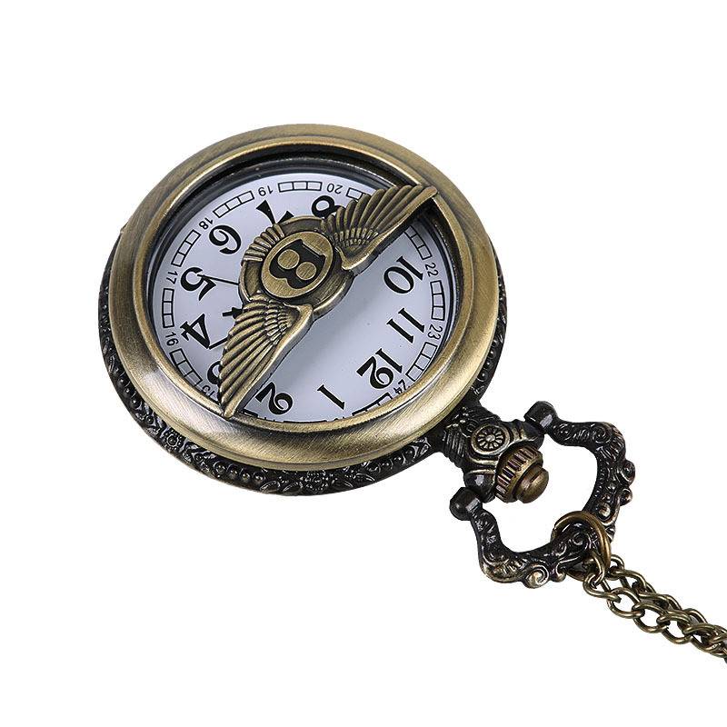 Classical large BL77 car logo angel wings embossed hollow quartz pocket watch 7785
