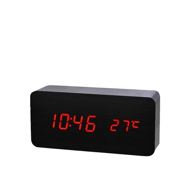 2024 new creative acoustic sound control LED environmentally friendly retro wood electronic number clock alarm clock