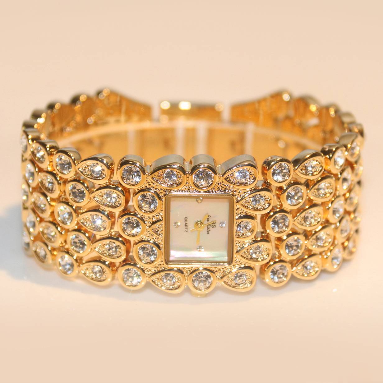 Trendy net red high -level student new watch linked list custom full diamond female watch genuine