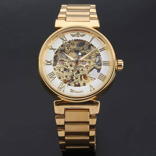New Winner fully automatic mechanical watch men's steel belt gold watches Personal hollow tide men's watch