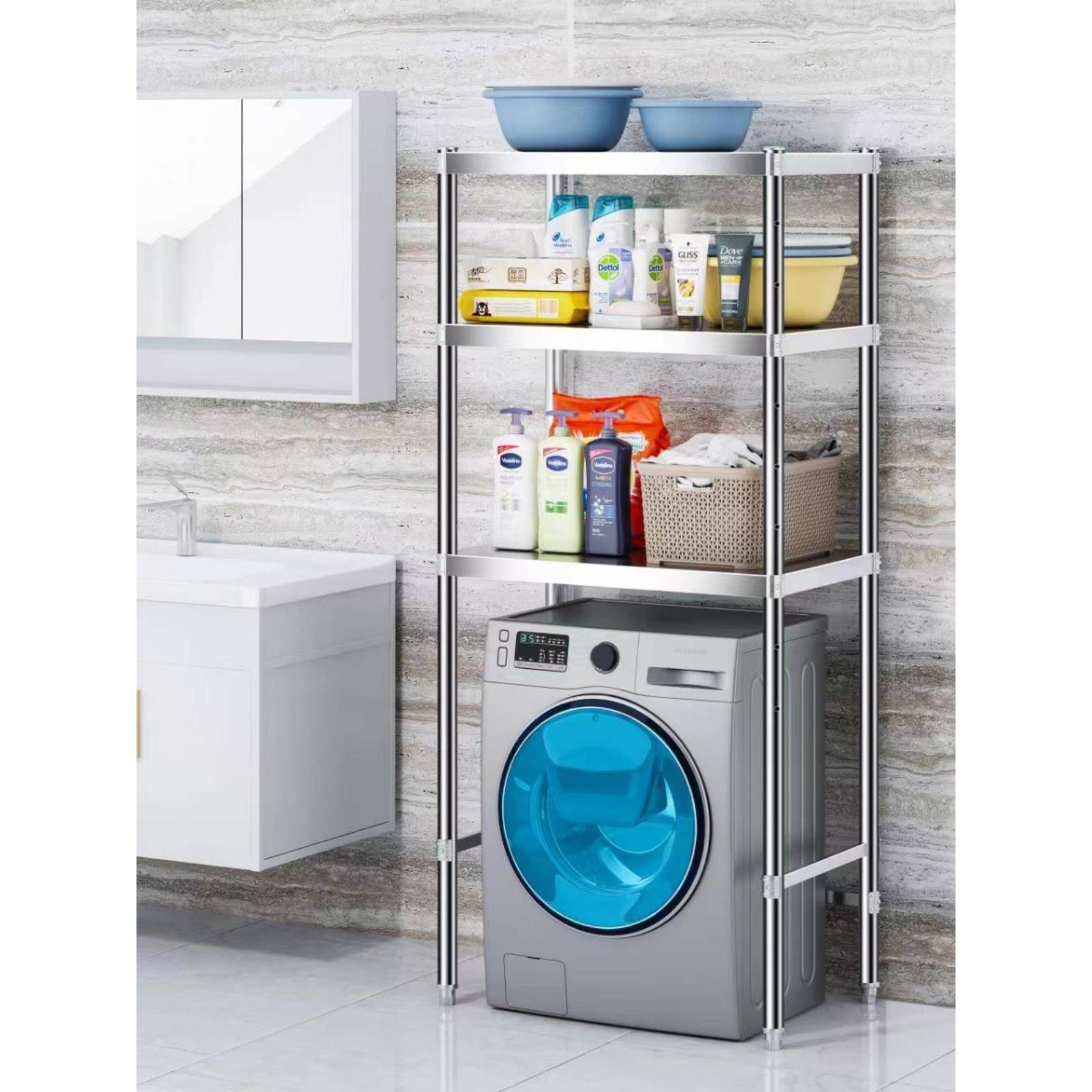 Stainless steel shelf multi -layer landing supermarket storage rack storage rack drum washing machine freezer freezer storage shelves