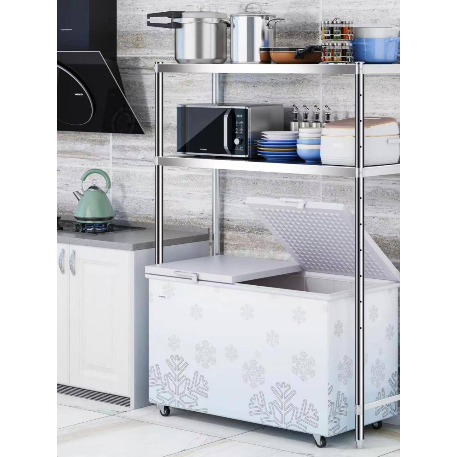 Stainless steel shelf multi -layer landing supermarket storage rack storage rack drum washing machine freezer freezer storage shelves