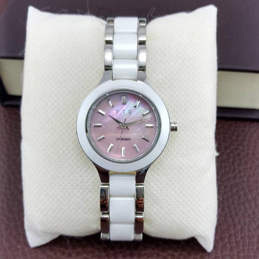 Watch 2018 New White Ceramics Pink Rainbow Shell Women's Watch+Full Steel Valentine's Day Gift