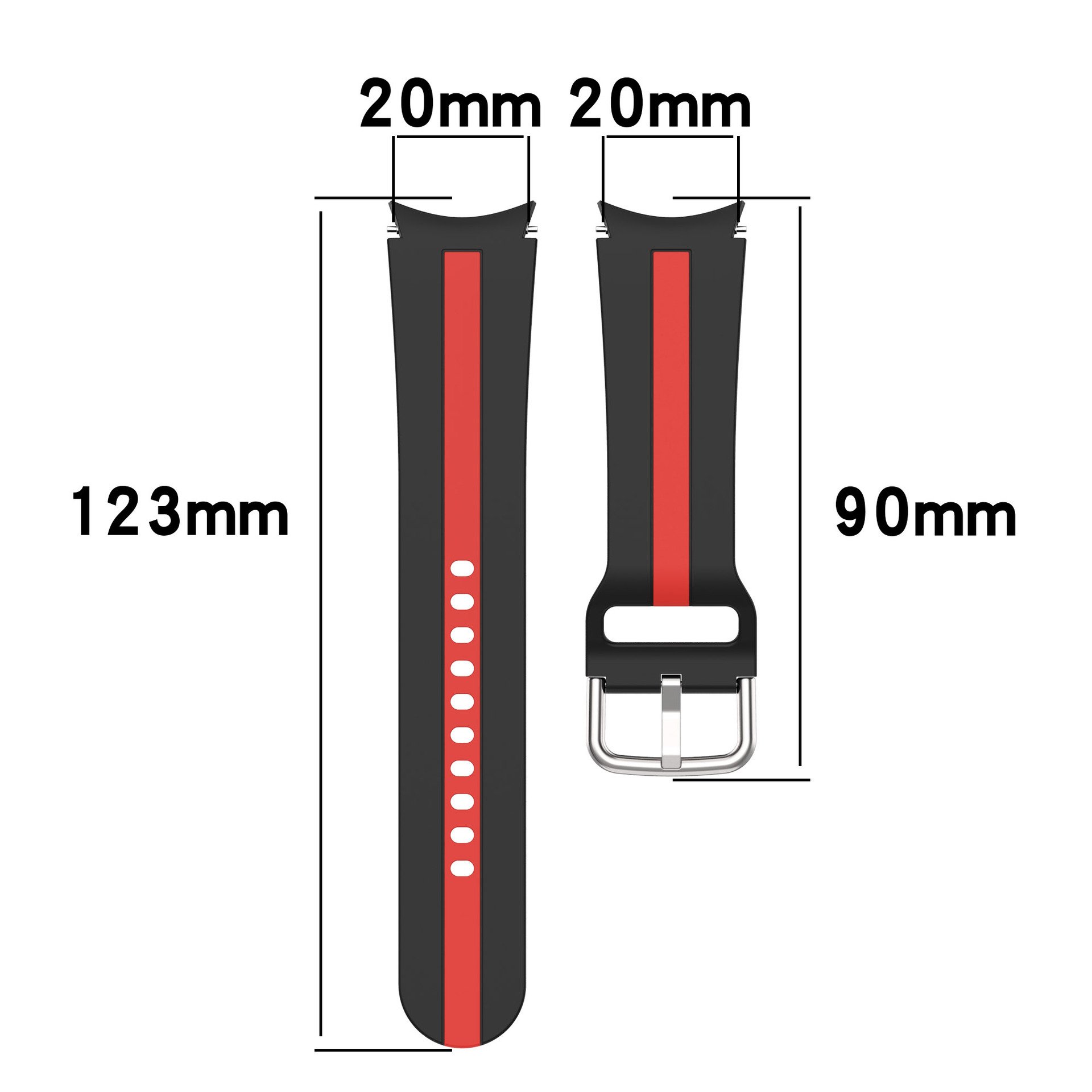Dual Color stripe Silicone Smart Watch Band Strap For Samsung Galaxy Watch 7 6 5 Pro 4 Classic Watch 3 20mm Sports Bracelet