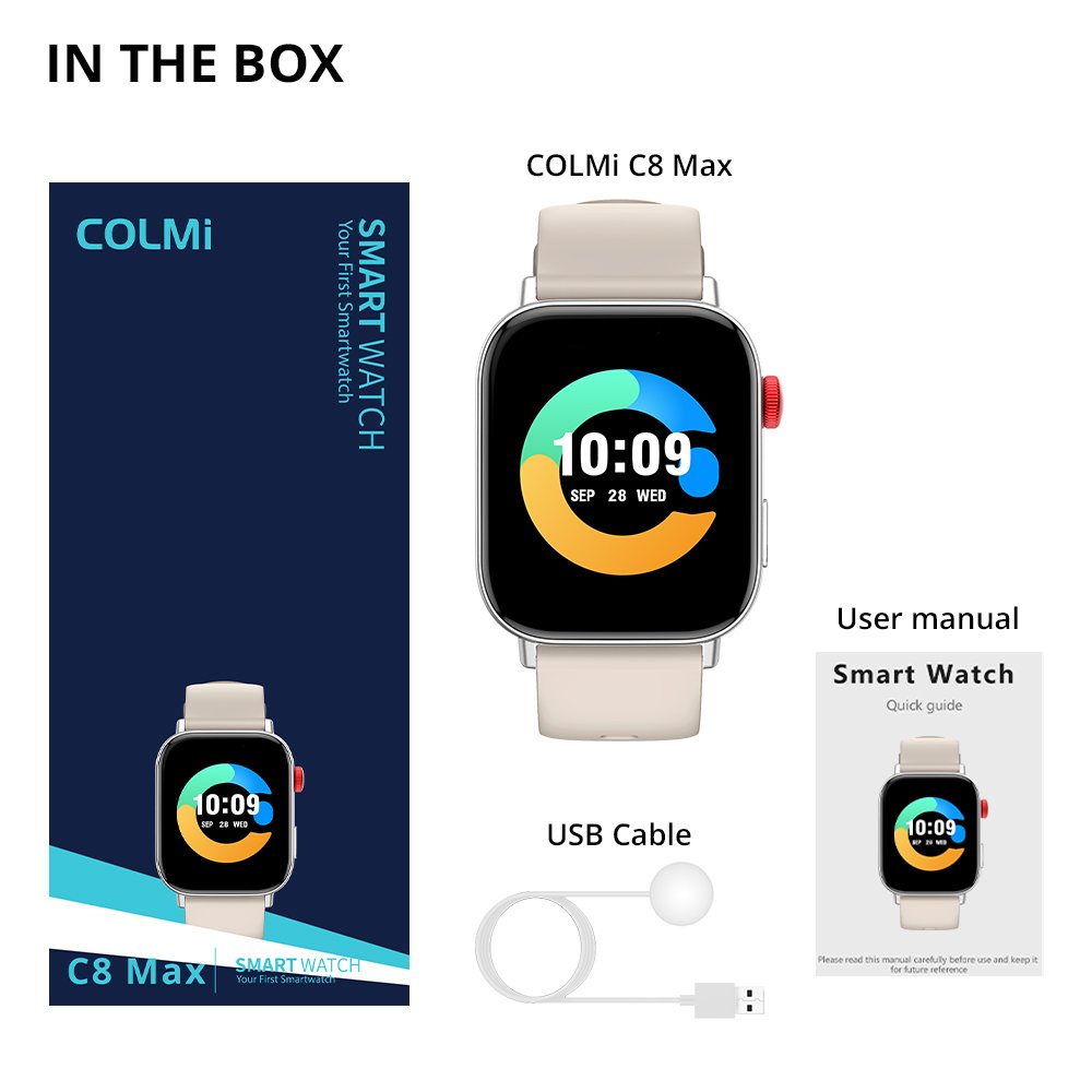 New COLMI C8 Max Voice Calling Smart Watch 1.93" inch Large HD Color Display Health Fitness Monitor Series Smartwatch 1ATM
