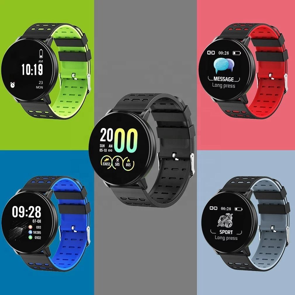 Women High-definition Touch round Screen ce Smartwatch Wristband Fitness Heart Rate Monitor Smart Phone Watch Band 119plus