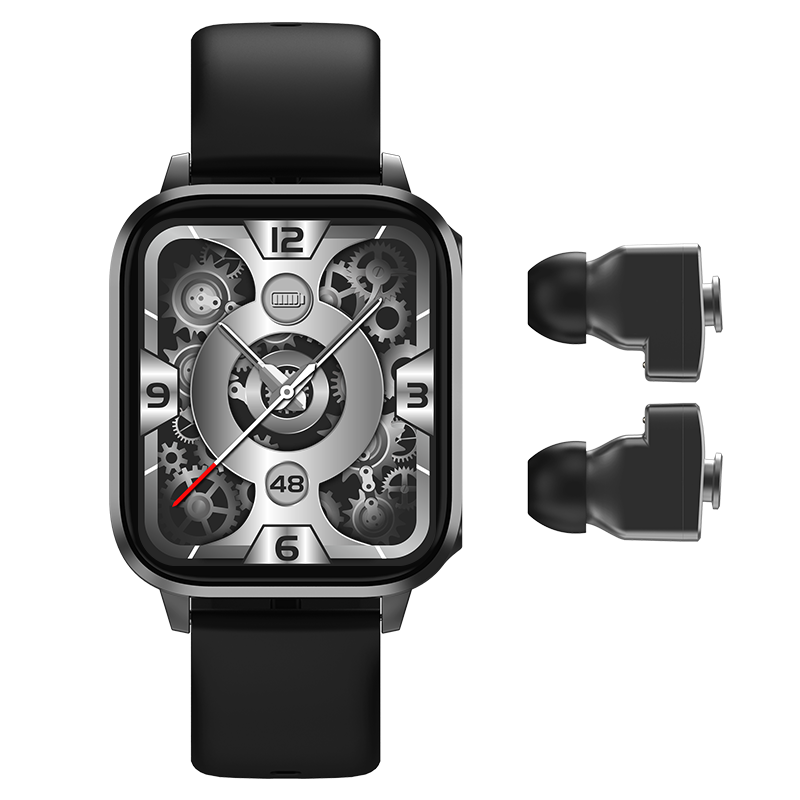 TWS 2 in 1 Music Control Heart Rate BP SPO2 Earphone T22 Smart Watch Earbuds Time Set Heath Smart Bracelet Blue tooth Calling