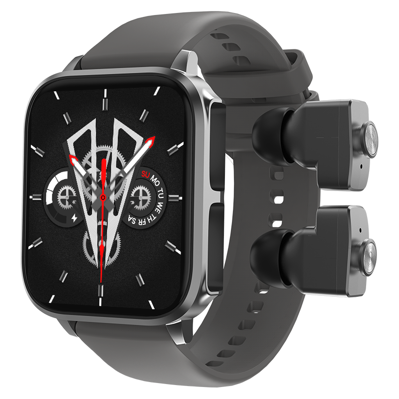 TWS 2 in 1 Music Control Heart Rate BP SPO2 Earphone T22 Smart Watch Earbuds Time Set Heath Smart Bracelet Blue tooth Calling