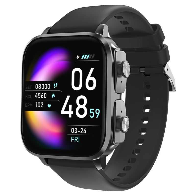 TWS 2 in 1 Music Control Heart Rate BP SPO2 Earphone T22 Smart Watch Earbuds Time Set Heath Smart Bracelet Blue tooth Calling