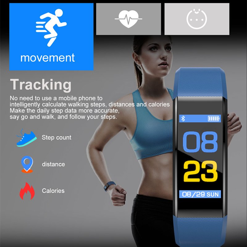 Sports 115 plus Smart Bracelet Fitness Tracker Waterproof Heart Rate Sleep Monitor 115plus Wristbands Passometer for IOS