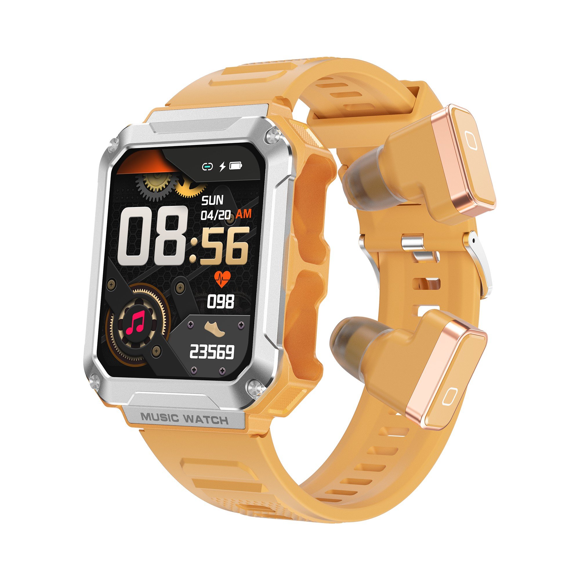 New Arrive Waterproof 1.96 iPS HD Screen TWS Headset BT Call Smart Bracelet T93 Wireless Earbud Smart Watch Local Music Earphone