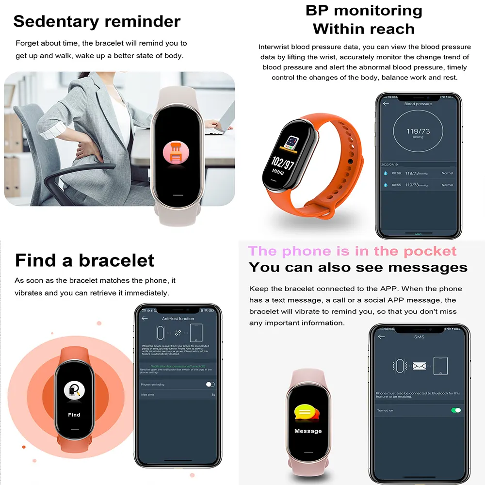 Popular Mi Band 8 Smart Watch M8 M7 M6 M5 M4 Smart Band Fitness Smartband Mi Bracelet M 8 Smartwatch M8
