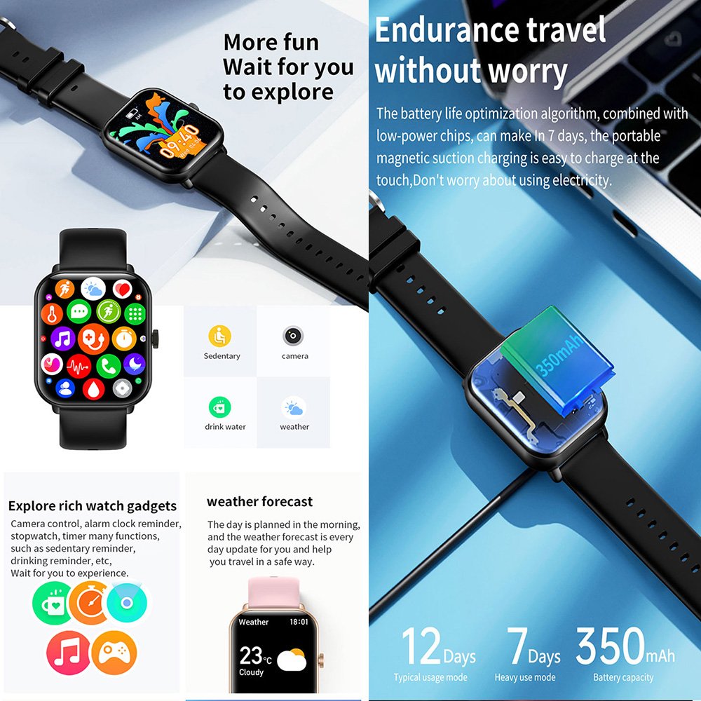 Newest L26 1.96 inch Screen 350 MAH Smartwatch Body Temperature BT Calling fitness Tracker 2023 Smart Watch Reloj