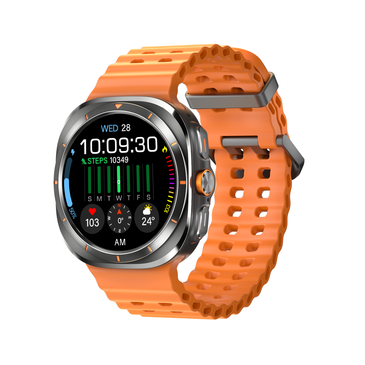 2024 HYX NEW Arrival W7 Smart watch 260mah larger capacity battery Standby time IP68 Waterproof Compass Watch