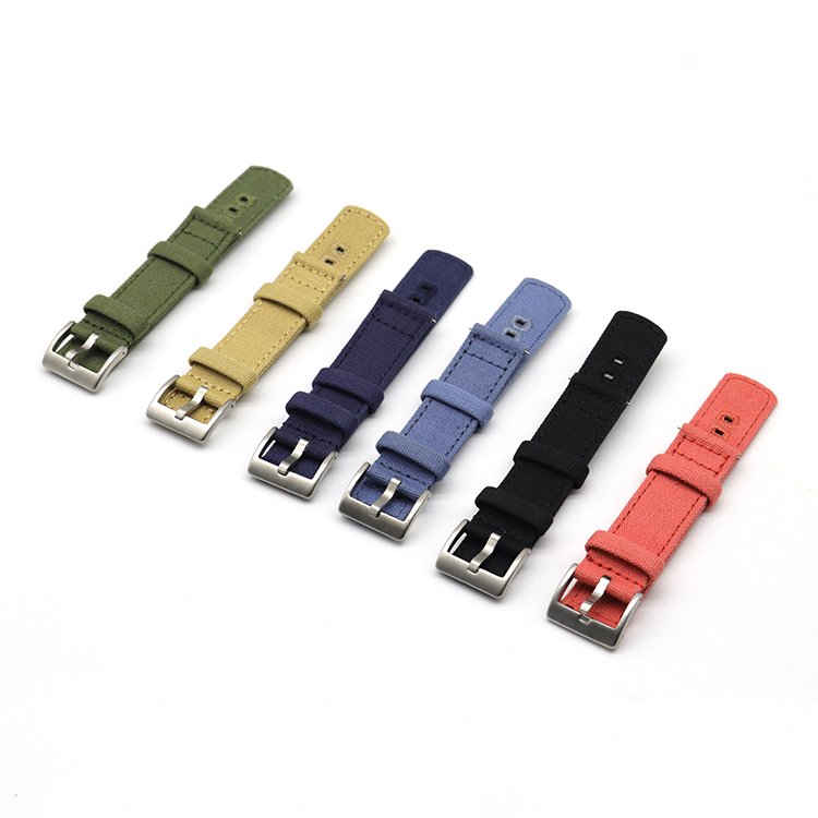 Canvas Smart Watch Strap Stainless Steel buckle 18/20/22/24 mm Fabric Watch Band with Embroidery Holes sailcloth watch strap