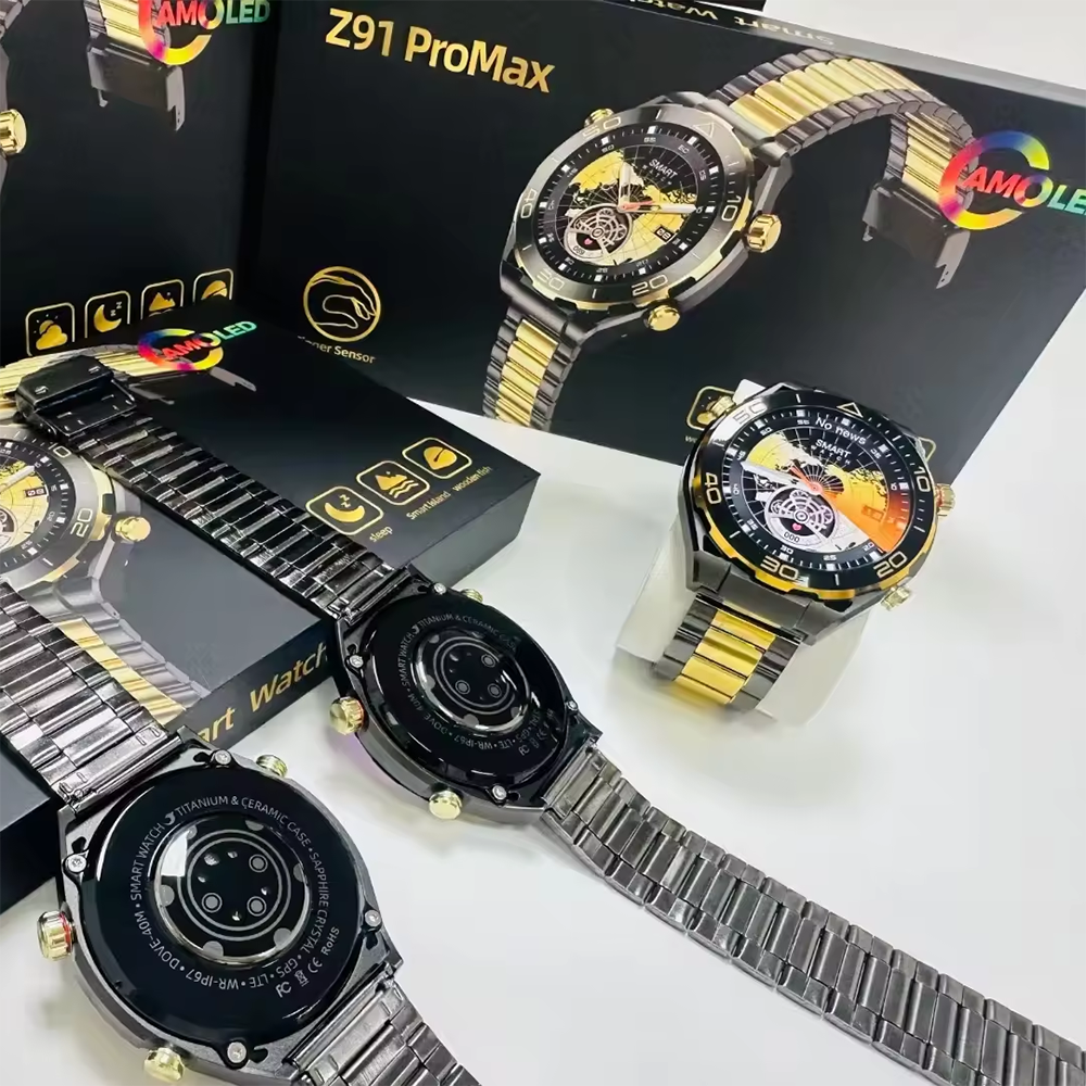 Z91 Pro Max 1.52'' AMOLED BT Call Gold Relojes inteligentes Smart watch Montres intelligentes 2024 Round Smartwatch Hombre Mujer