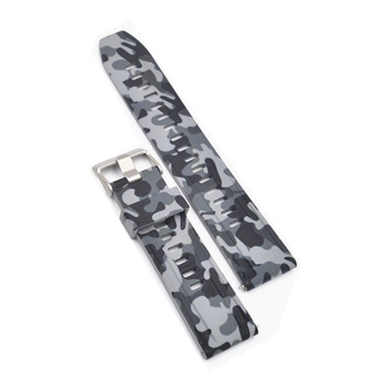 New fashion 18 20 22 24 mm Camouflage quick release silicone watch strap for smart watch