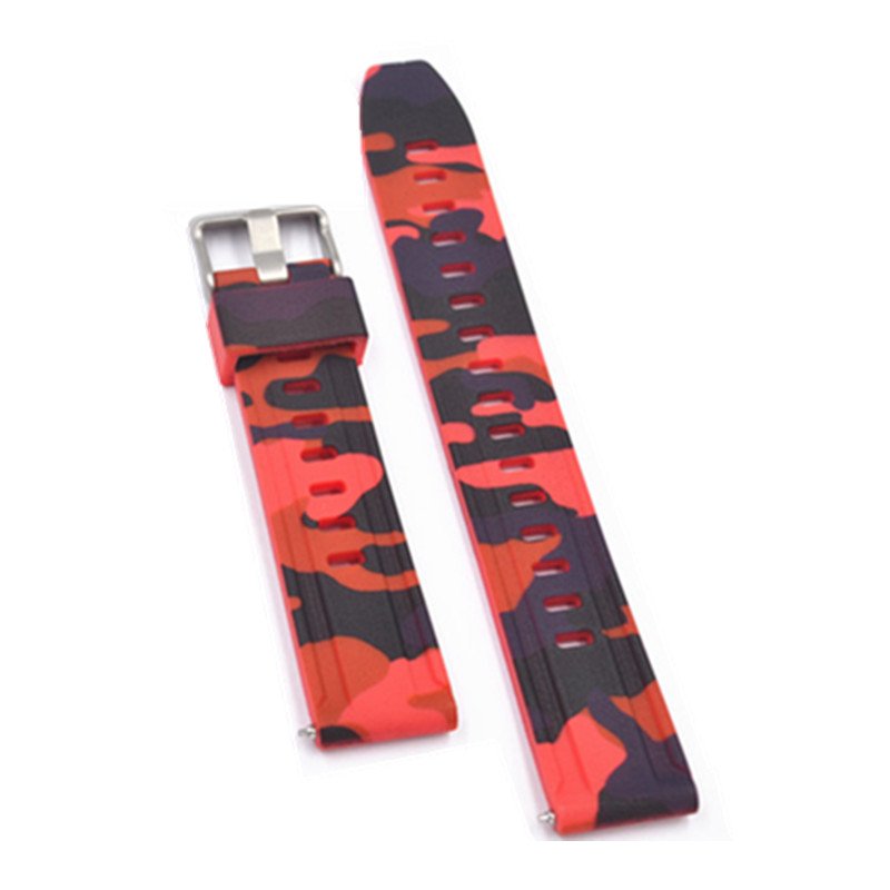 New fashion 18 20 22 24 mm Camouflage quick release silicone watch strap for smart watch