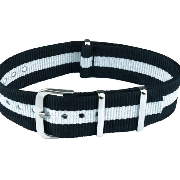 Nylon Straps N121 Black White Water Resistant Watch Bands Bracelet 18 - 22 mm Smart Watch Bands & Accessories Wristband