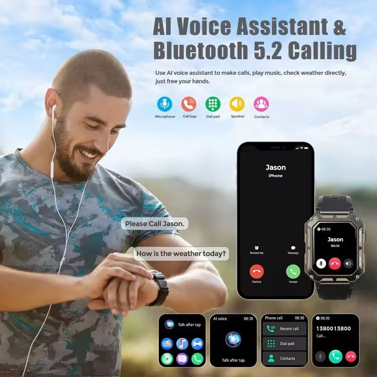 2024 C20 Pro Smartwatch 1.83 inch Screen IP68 Waterproof Heart Rate Monitor Outdoor Men Fitness Sport BT Call Smart Watch C20Pro