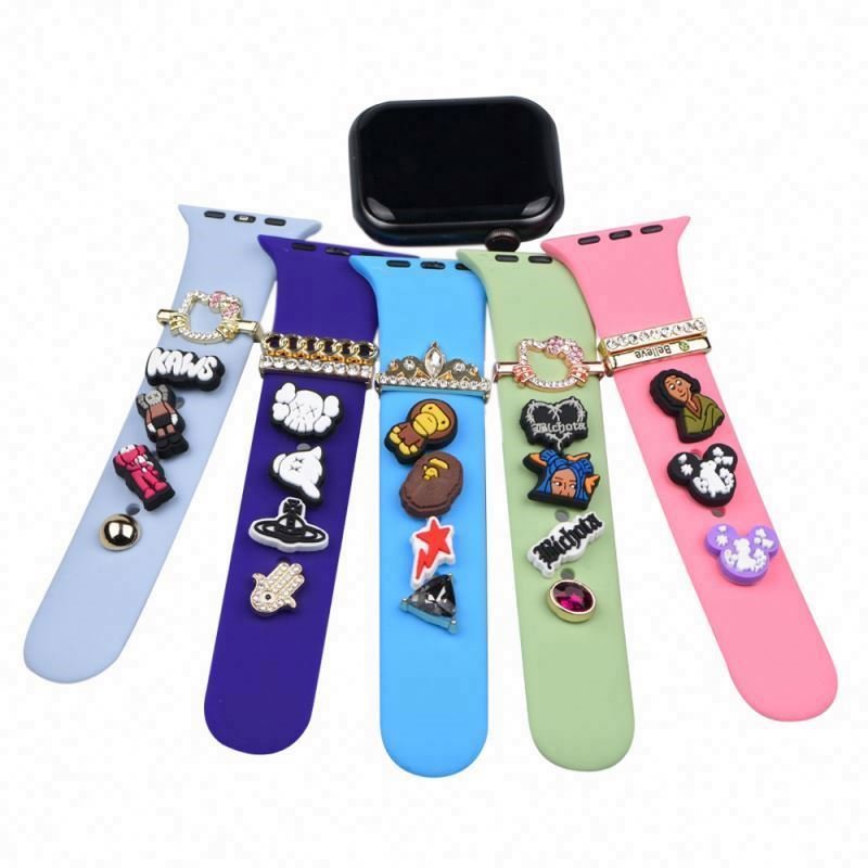 PVC rubber watch decoration charms for watch silicone watchband charms For Smart Watch Bands & Accessories