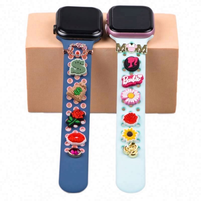 PVC rubber watch decoration charms for watch silicone watchband charms For Smart Watch Bands & Accessories