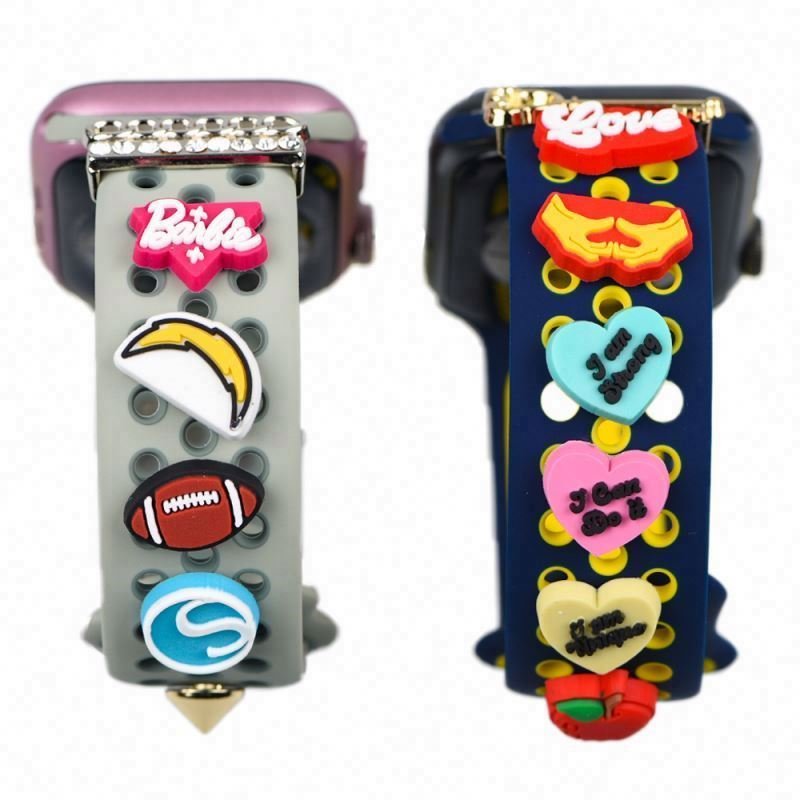 PVC rubber watch decoration charms for watch silicone watchband charms For Smart Watch Bands & Accessories