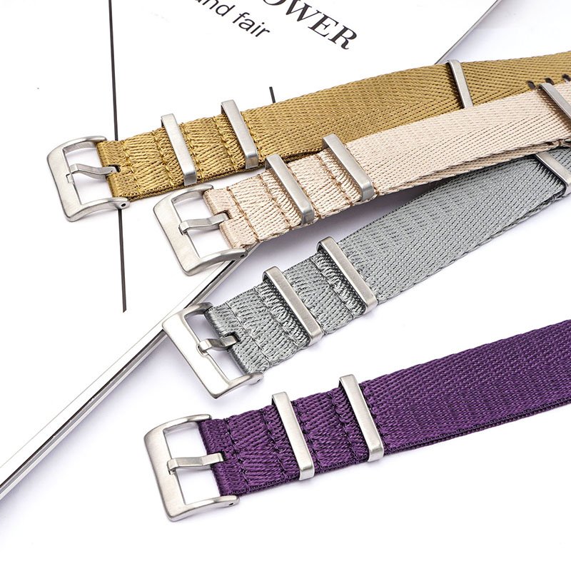 Fashion Custom 20/22/24mm Nylon Watch Bands One Piece Single Pass Adjustable Watchband Seat Belt Fabric Striped Watch Strap