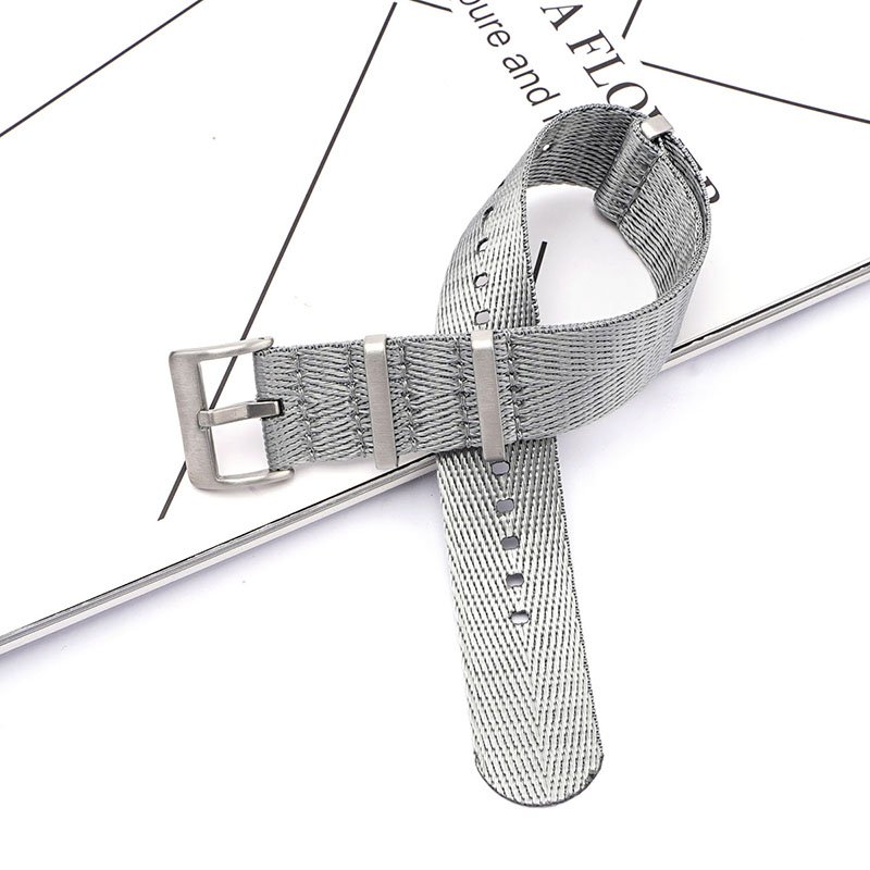 Fashion Custom 20/22/24mm Nylon Watch Bands One Piece Single Pass Adjustable Watchband Seat Belt Fabric Striped Watch Strap