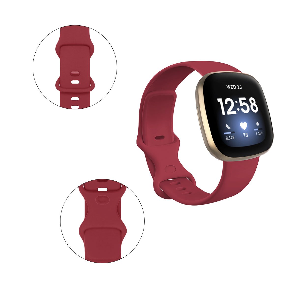 Pure Color TPE Fitness Sport Rubber Smart Watch Band Bracelet for Fitbit Versa 3/Sense TPU Watch Straps