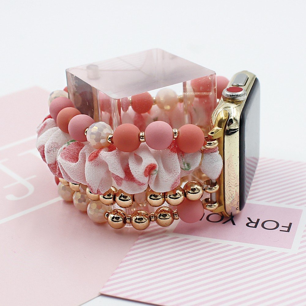 Elastic Splicing Bead Chain For Apple Watch Band 6 7 8 Ultra 44mm 45mm 49mm Smart Watch Bracelet Accessories Jewelry Watch Strap