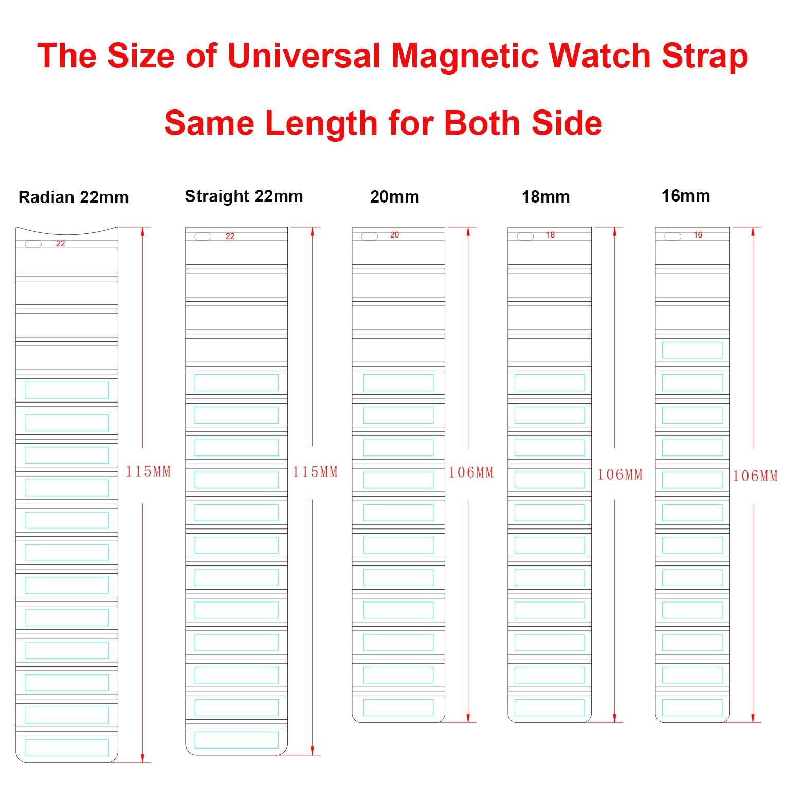 16mm 18mm 20mm 22mm Silicone Rubber Strong Magnetic Smart Watch Strap Band Reversible Accessories wrist band Bracelet Luxury