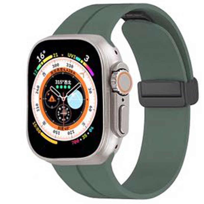 Sport Silicone Watch Band Strap Rhombus Pattern Folding Magnetic Clasp for SmartWatch Replacement Wristband 38mm 42mm