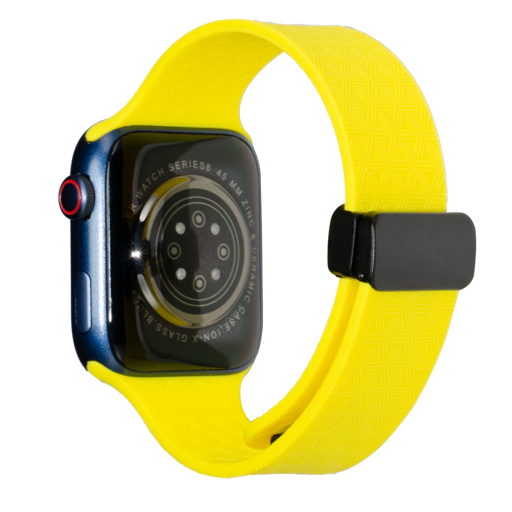 Sport Silicone Watch Band Strap Rhombus Pattern Folding Magnetic Clasp for SmartWatch Replacement Wristband 38mm 42mm