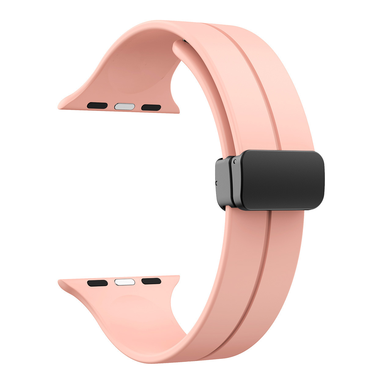 Sport Silicone Watch Band Strap Rhombus Pattern Folding Magnetic Clasp for SmartWatch Replacement Wristband 38mm 42mm