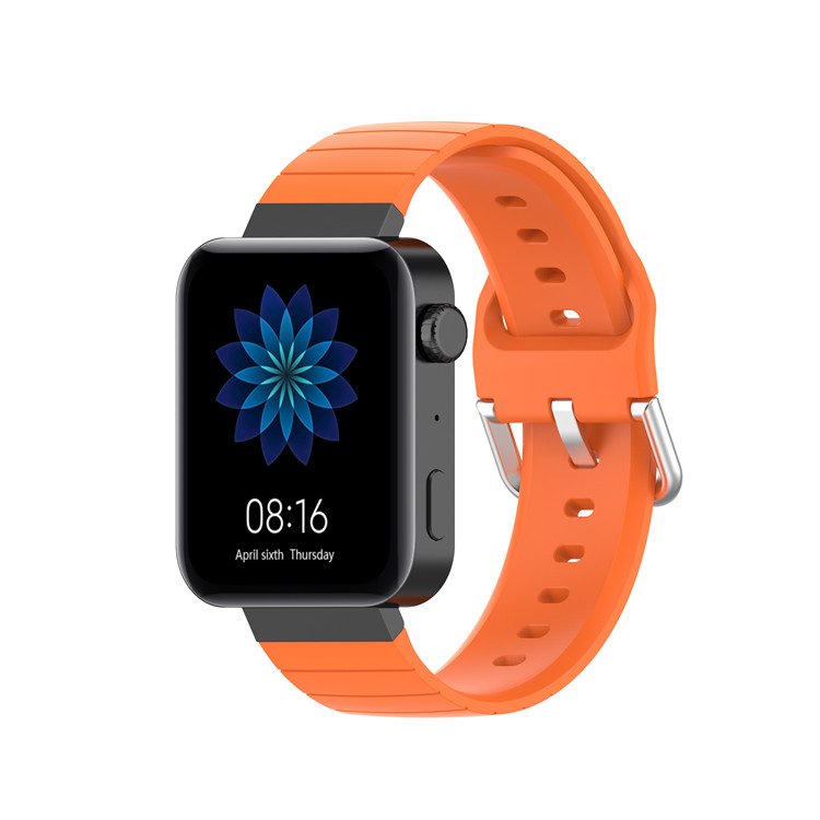 Yida 18mm veryfit Plastic digital watch rubber band with silver buckle For Xiaomi Mi Smart Watch