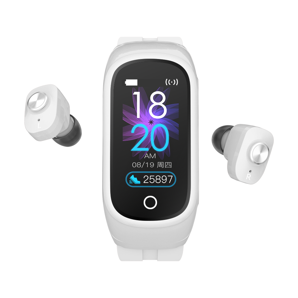 TWS BT earphone smart bracelet 2 in 1 smart watch N8 call reminder heart rate blood pressure men women headphone smartwatch