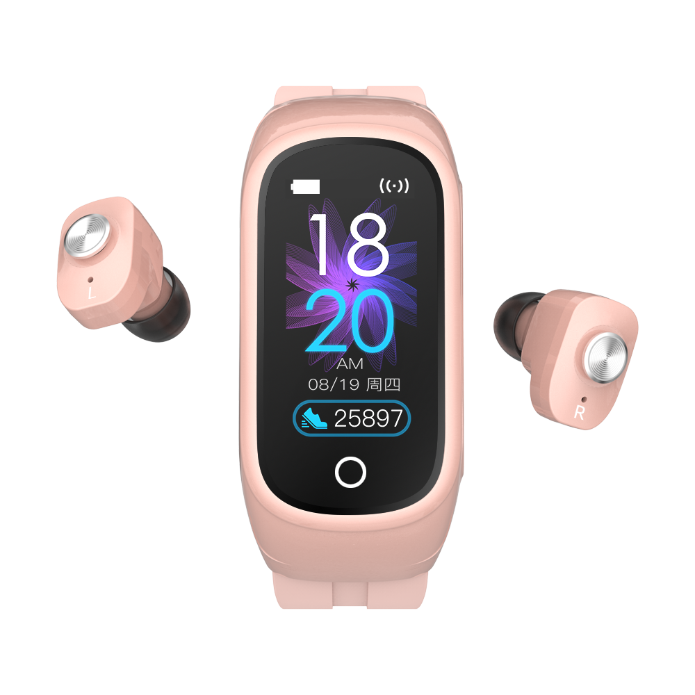 TWS BT earphone smart bracelet 2 in 1 smart watch N8 call reminder heart rate blood pressure men women headphone smartwatch