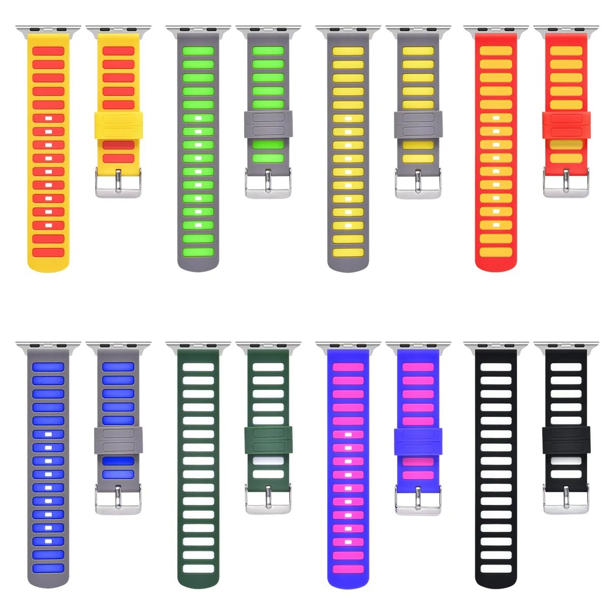 Fashion Sport 20mm Soft Rubber Durable Adjustable Silicone Watch Straps Watch Band For Apple Huawei Smart Watch