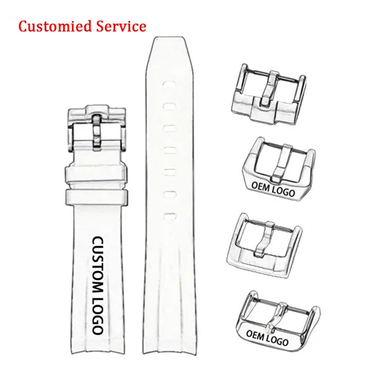 Silicone Rubber Leather Nylon FKM Watch Bands Strap Stainless Steel Watch Buckle Watch Accessories Packaging Custom Service Link