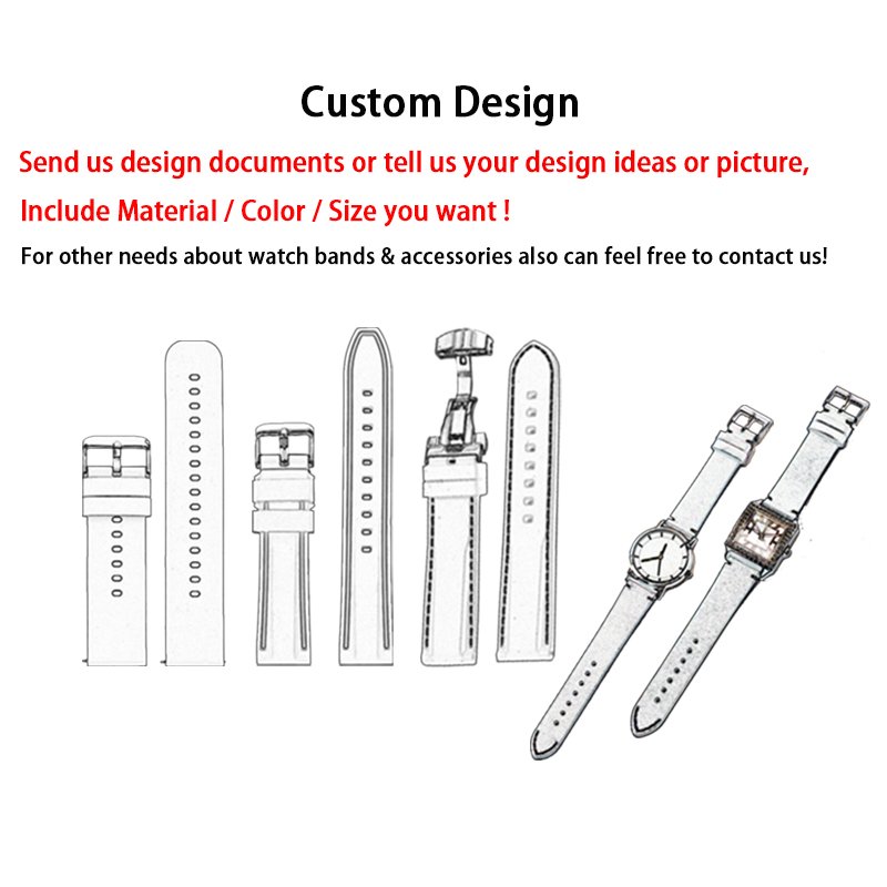 Silicone Rubber Leather Nylon FKM Watch Bands Strap Stainless Steel Watch Buckle Watch Accessories Packaging Custom Service Link
