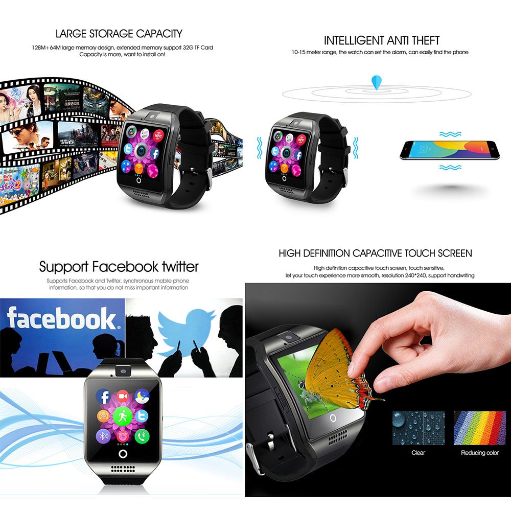 Dropshipping Q18 wireless Smartwatch SIM TF Card Fitness Activity Tracker Sport Smart Watch for Android IOS