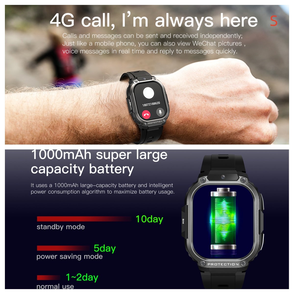 newest IP67 4g android smartwatch 2.13inch Amoled 950mAh battery health monitoring 2024 smart watch for men