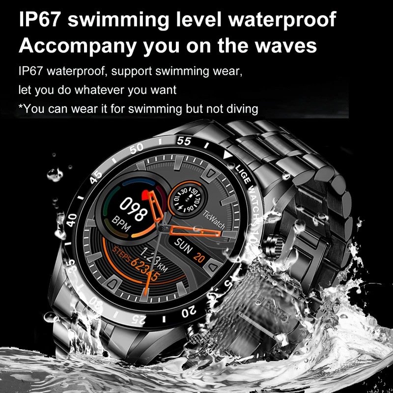 LIGE BW0189 New Fashion mens Smartwatch hot sale Call Heart Rate Monitoring Music Control Waterproof Sports Smart Watch