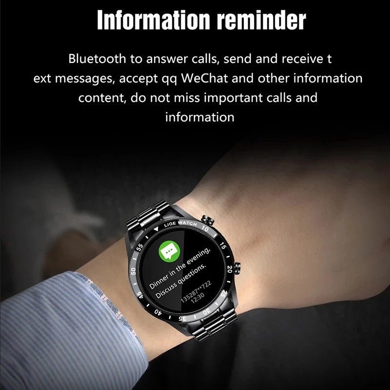 LIGE BW0189 New Fashion mens Smartwatch hot sale Call Heart Rate Monitoring Music Control Waterproof Sports Smart Watch