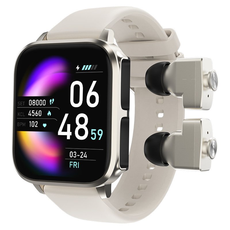 2024 wholesale price T22 smart watch TWS 2-in-1 ultra heart rate blood pressure music control smart bracelet